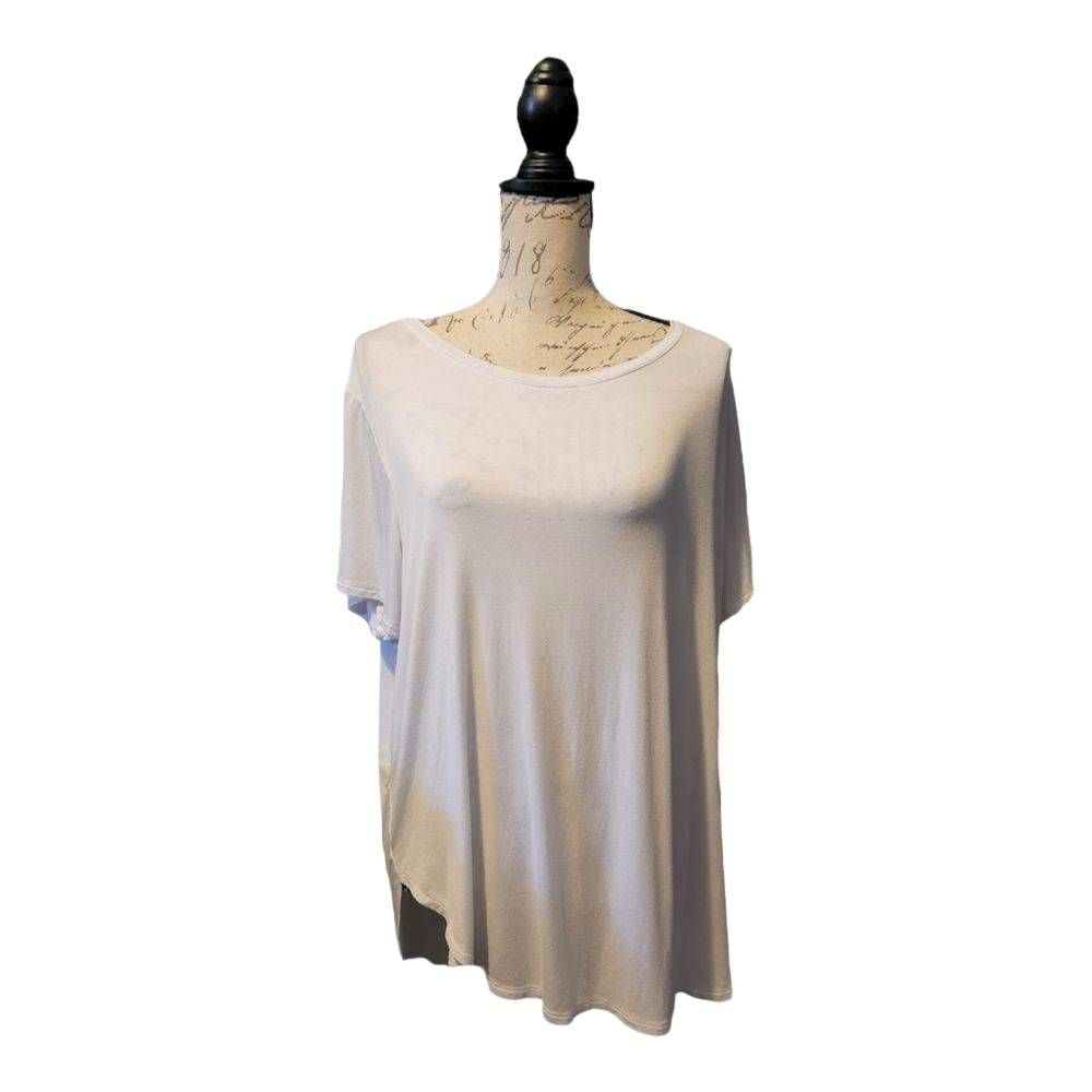 Halogen Ladies Size 2X White Short Sleeve Asymmetrical Hem Top